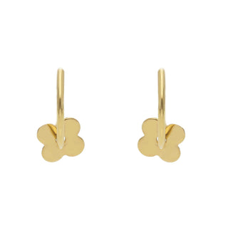 18K Solid Yellow Gold Polished Flower Endless Hoop Earrings