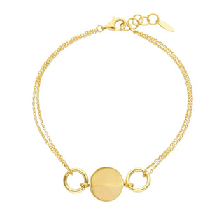 18K Solid Yellow Gold Polished Convex Circles Chain Bracelet