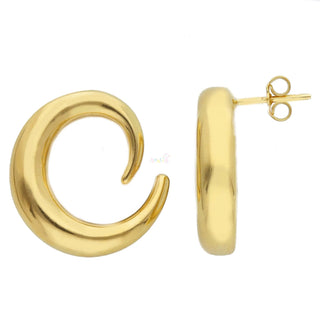 18K Solid Yellow Gold Modern Open Polished Circle Earrings