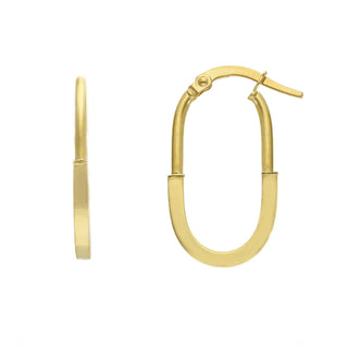 18k Solid Yellow Gold Polished Lock Hoop Italian Earrings