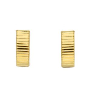 18K Solid Yellow Gold Polished Tubogas J-Hoop Earrings