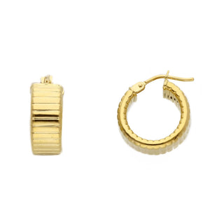 18K Solid Yellow Gold Polished Tubogas Hoop Earrings