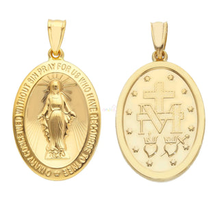 18K Solid Yellow Gold Hollow Large Miraculous Medal