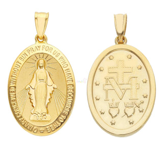 18K Solid Yellow Gold Hollow Large Miraculous Medal