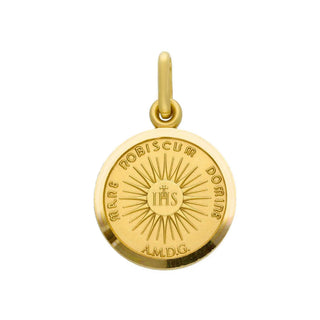 18K Solid Yellow Gold Holy Face of Jesus Medal Pendant, back face