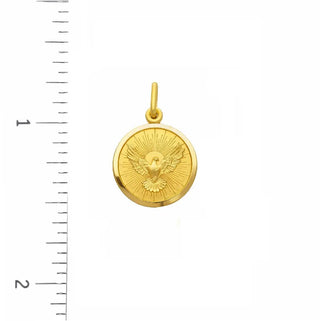 pr18K Solid Yellow Gold Holly Spirit Medal Pendant 15mm.
