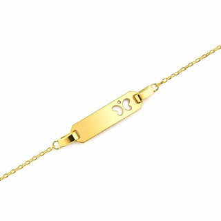 18K Solid Yellow Gold Cut out Butterfly ID Bracelet 5 inch