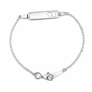 18K Solid White Gold Cut-Out Butterfly ID Bracelet 5.5 inch