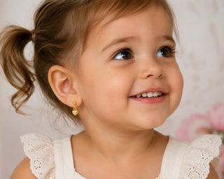 18K Gold Tiny Puffy Heart Dangle Earrings in Yellow or Pink Gold