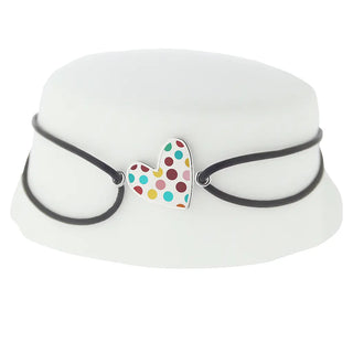 Sterling Silver Heart multicolor dots enamel Heart cord bracelet 
