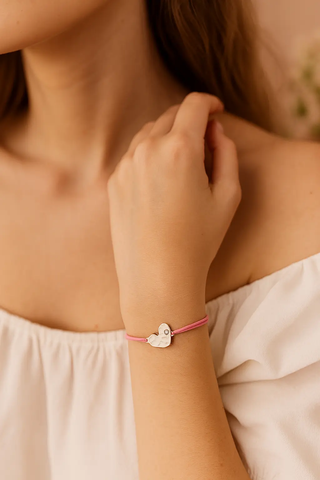 Sterling Silver Hammered Heart with Zirconia Bracelet 