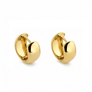 18K Solid Gold Small and Thick Hinged Hoop Huggie Earrings