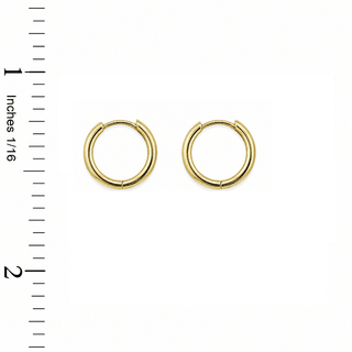 18K Solid Yellow Gold Small Hinged Hoop Huggie Earrings