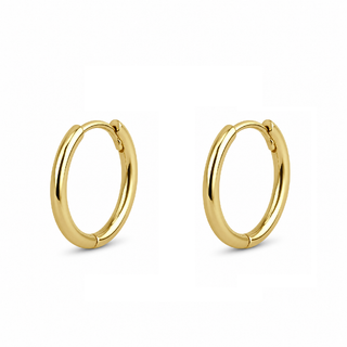 18K Yellow Gold Small 11mm Hinged Hoop Huggie Earrings