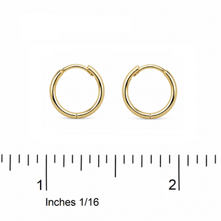 18K Yellow Gold Small 11mm Hinged Hoop Huggie Earrings