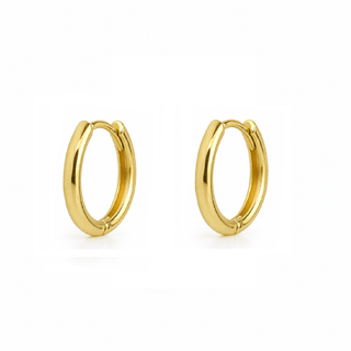 18K Solid Yellow Gold Small Hinged Hoop Huggie Earrings