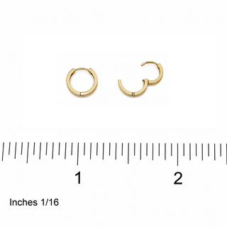 18K Solid Yellow Gold Small Square Tube Hinged Hoop Earrings