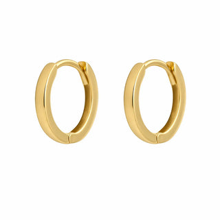 18K Solid Yellow Gold Small Square tube Hinged Hoop Earrings
