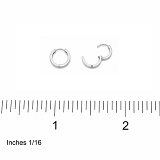 18K Solid White Gold Small Hinged Hoop Huggie Earrings