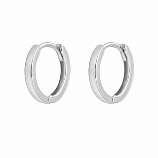 18K Solid White Gold Small Hinged Hoop Huggie Earrings