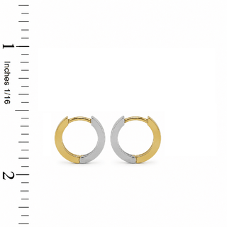 18K Solid Two-Tone Gold Small Reversible Hinged Huggie Hoop Earrings