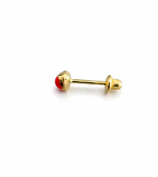 18K Solid Yellow Gold Tiny Enamel Heart Screwback Earrings