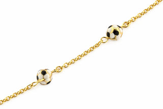 18K Solid Yellow Gold Enamel Soccer Ball Kids Bracelet