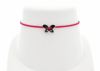 Sterling Silver Polished Butterfly Adjustable Fuchsia Cord Bracelet