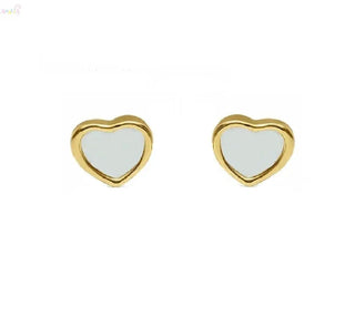 18K Solid Yellow Gold Gemstone Covered Screwback Earrings