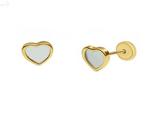 18K Solid Yellow Gold Gemstone Covered Screwback Earrings