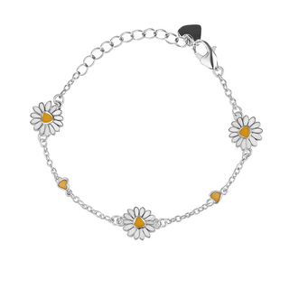 Sterling Silver White Enamel Daisy Flower Bracelet