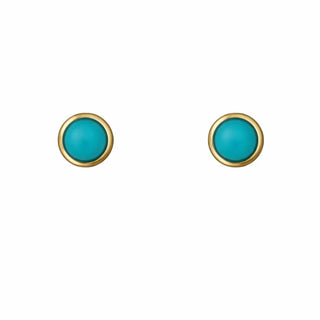 18K Yellow Gold Turquoise Bezel Covered Screwbacks Earrings
