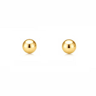 18K Solid Yellow Gold  3 mm. Ball Screwback Earrings