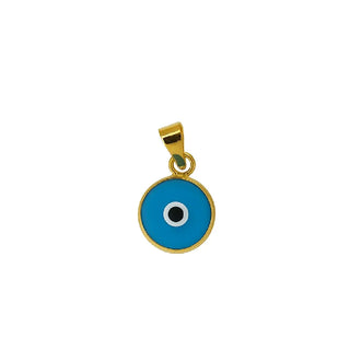 18k Solid Yellow Gold Murano Glass Evil Eye Pendant