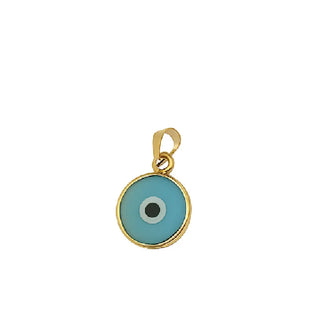18k Solid Yellow Gold Murano Glass Evil Eye Pendant