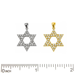 18K Solid Yellow or White Gold Diamond Star of David Pendant
