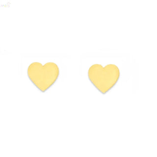 18K Solid Yellow Gold Polished Heart Screwback Earrings