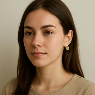 18K Yellow Gold Diamond-Cut Filigree Heart Dangle Earrings