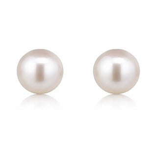 18K Solid Yellow Gold 4 mm. Cultivated Pearl Studs Earrings 