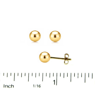 18K Solid Yellow Gold 5 mm. Polished Ball Post Earrings