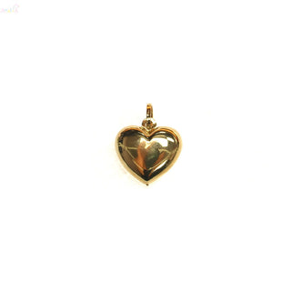18K Solid Yellow Gold Puffy Polished Heart Pendant