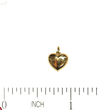 18K Solid Yellow Gold Puffy Polished Heart Pendant