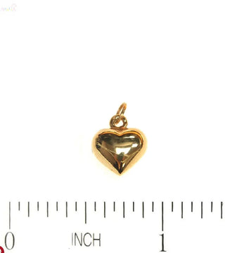 18K Solid Yellow Gold Puffy Polished Heart Pendant