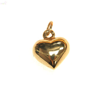 18K Solid Yellow Gold Puffy Polished Heart Pendant