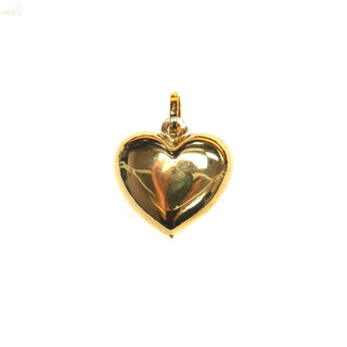18K Solid Yellow Gold Puffy Polished Heart Pendant
