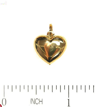 18K Solid Yellow Gold Puffy Polished Heart Pendant