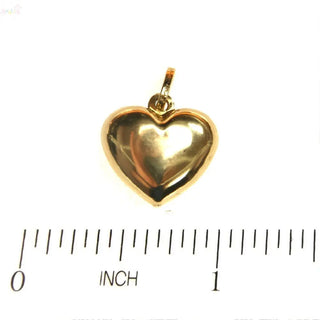 18K Solid Yellow Gold Polished Large Puffy Heart Pendant