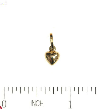 18K Solid Yellow Gold Tiny Puffy Polished Heart Pendant