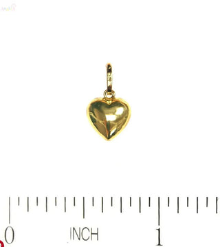 18K Solid Yellow Gold Small Puffy Polished Heart Pendant