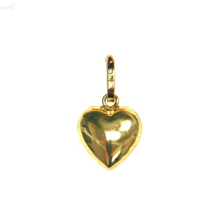 18K Solid Yellow Gold Small Puffy Polished Heart Pendant